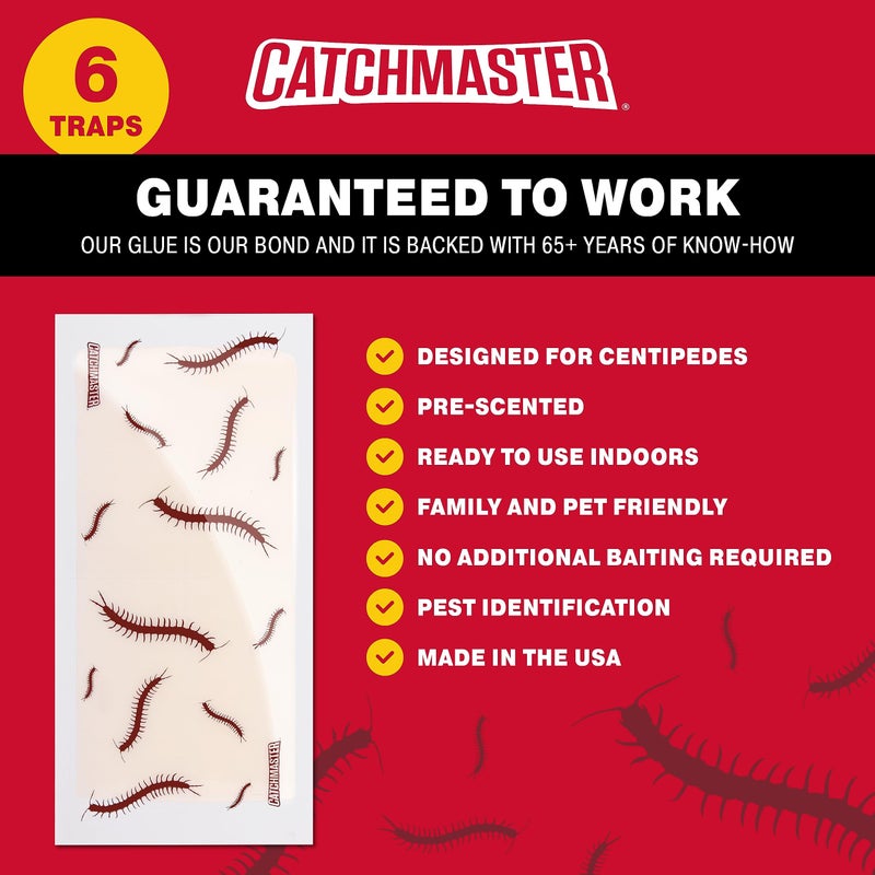 Catchmaster Centipede XL Giant Glue Boards 6-PK, Adhesive Bug Catcher, Cricket, Roach, Scorpion & Spider Traps for Home, Centipede Killer, Insect Glue Traps for House & Garage, Pest Control for Home - Image 4