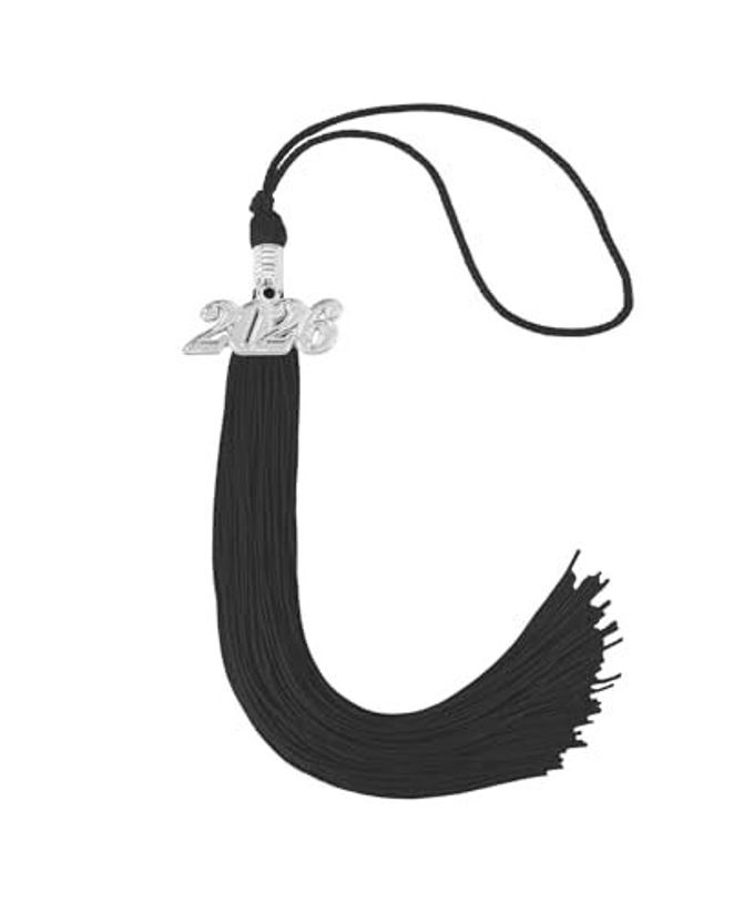 UIALECG Graduation Tassel 2026 for Grad Cap,Black Tassel with Silver Charm - Image 1
