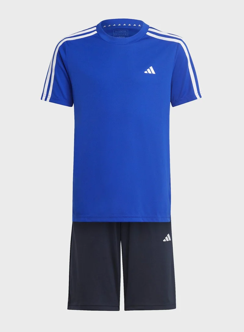 Adidas Kids Train Essential 3 Stripes T-Shirt Set