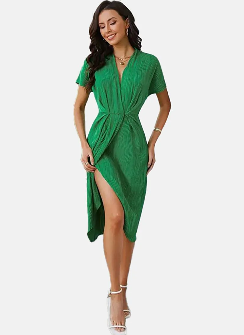 YUNIQEE Women Striped Wra Midi A-Line Dress