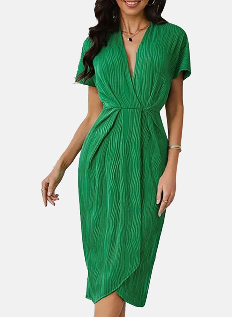 YUNIQEE Women Striped Wra Midi A-Line Dress