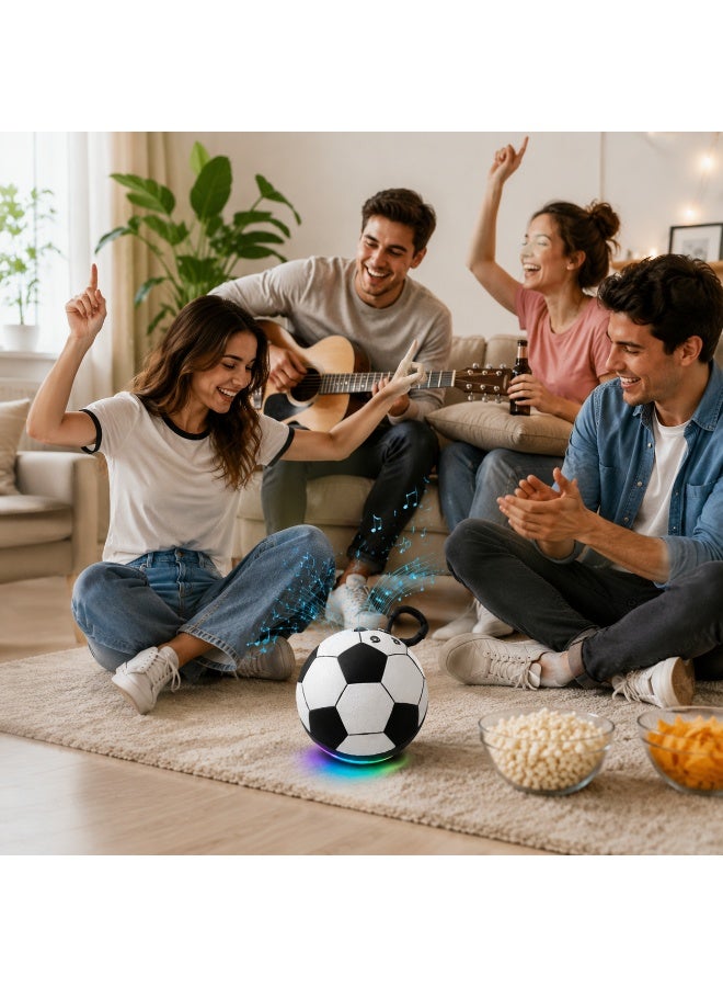 مكبر صوت بلوتوث محمول بتصميم كرة القدم مع إضاءة LED، سماعة لاسلكية صغيرة مع وظيفة TWS، مكبر موسيقى قابل لإعادة الشحن عبر USB للهدايا والحفلات - Image 4