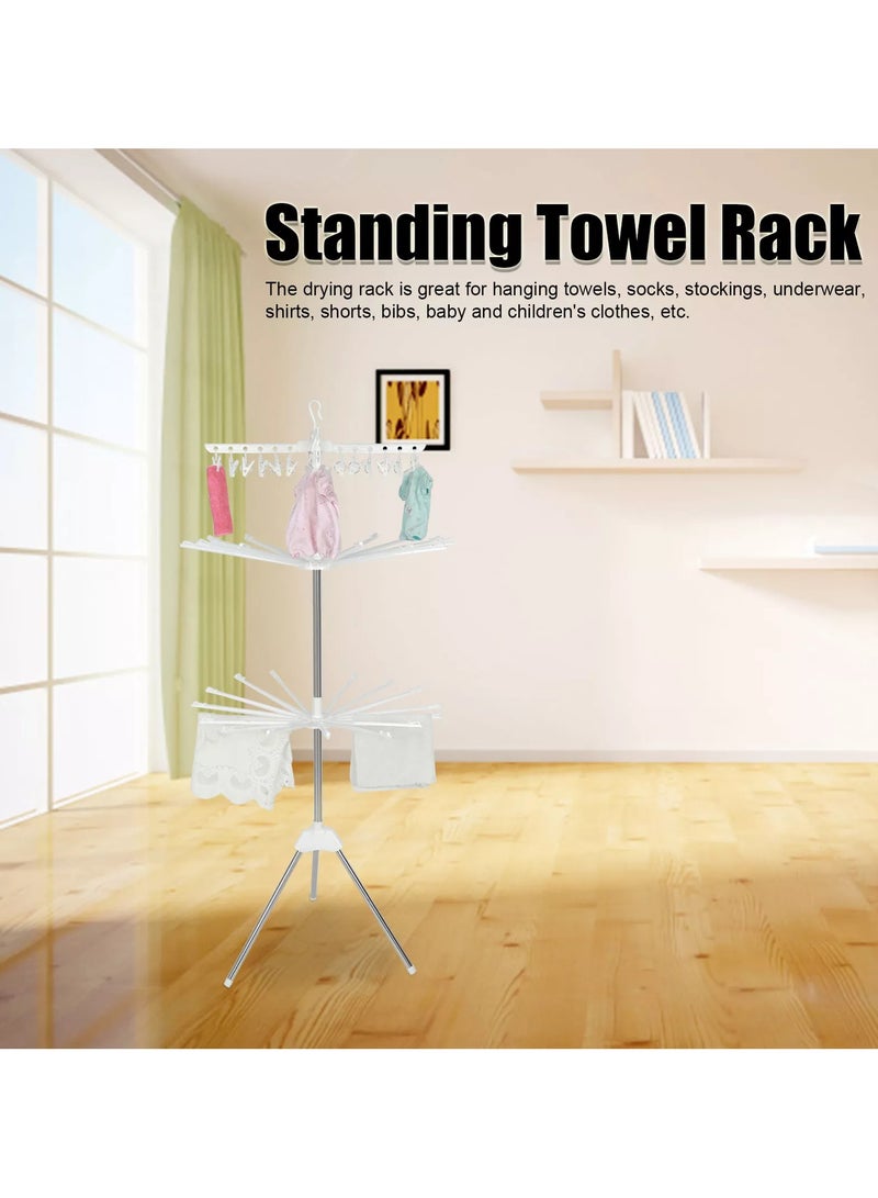 KITCHENOO 3-Tier Foldable Clothes Hanger and Perfume Clip for Hanging Tools, Underwear, Socks, Kids and Adults (White) - Image 2