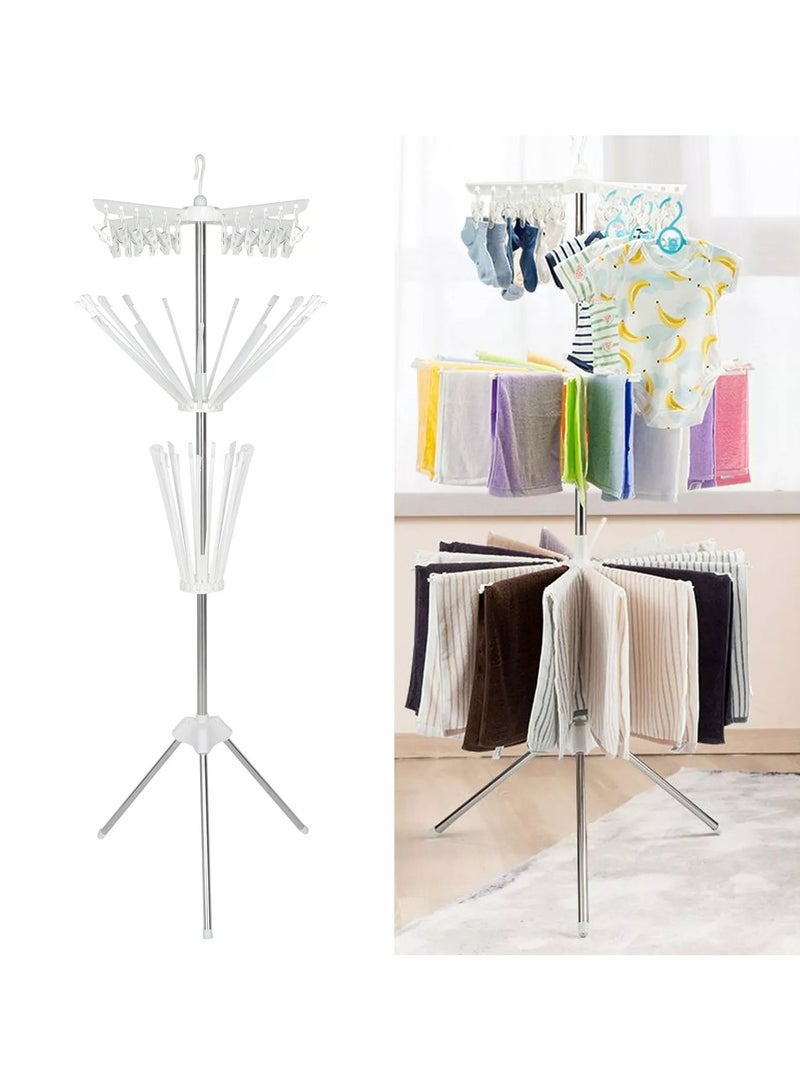 KITCHENOO 3-Tier Foldable Clothes Hanger and Perfume Clip for Hanging Tools, Underwear, Socks, Kids and Adults (White) - Image 4