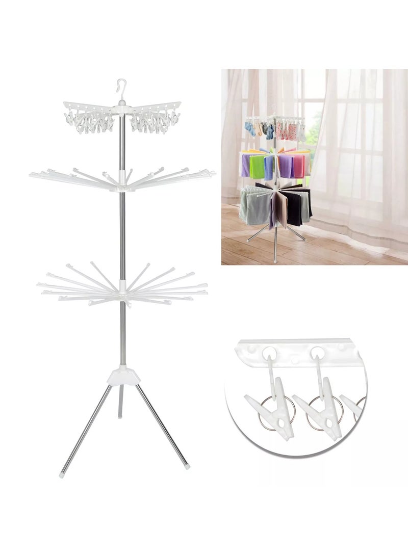 KITCHENOO 3-Tier Foldable Clothes Hanger and Perfume Clip for Hanging Tools, Underwear, Socks, Kids and Adults (White) - Image 5