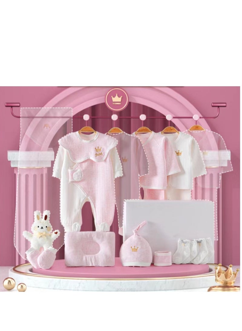 KUYING 15 Pieces Baby Gift Box Set Newborn Pink Clothing And Supplies Complete Set Of Newborn Clothing Thermal Insulation 