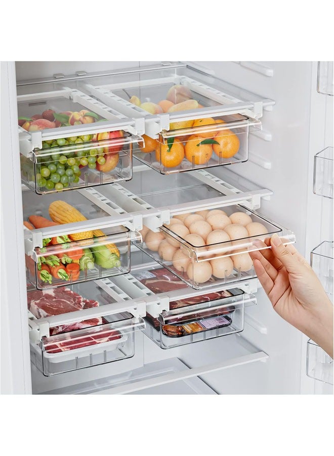 Hihonor 1 Pack Refrigerator Drawer Organizer, Pull Out Shelf Storage Transparent Organizer for Egg, Fruit, Vegetable, Seafood, Meat, Fit All Fridge Shelves Under 0.78'' - Image 1