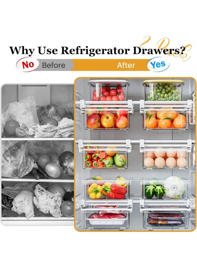 Hihonor 1 Pack Refrigerator Drawer Organizer, Pull Out Shelf Storage Transparent Organizer for Egg, Fruit, Vegetable, Seafood, Meat, Fit All Fridge Shelves Under 0.78'' - Image 4