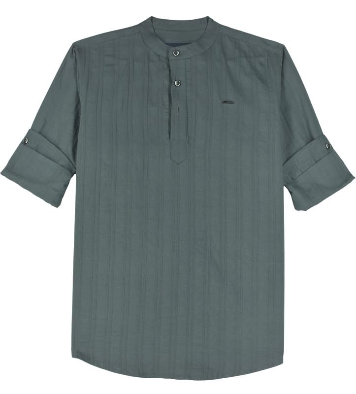 CHARCHIT Boys Full Sleeves Textured Solid Shirt Kurta Style Shirt - Image 3