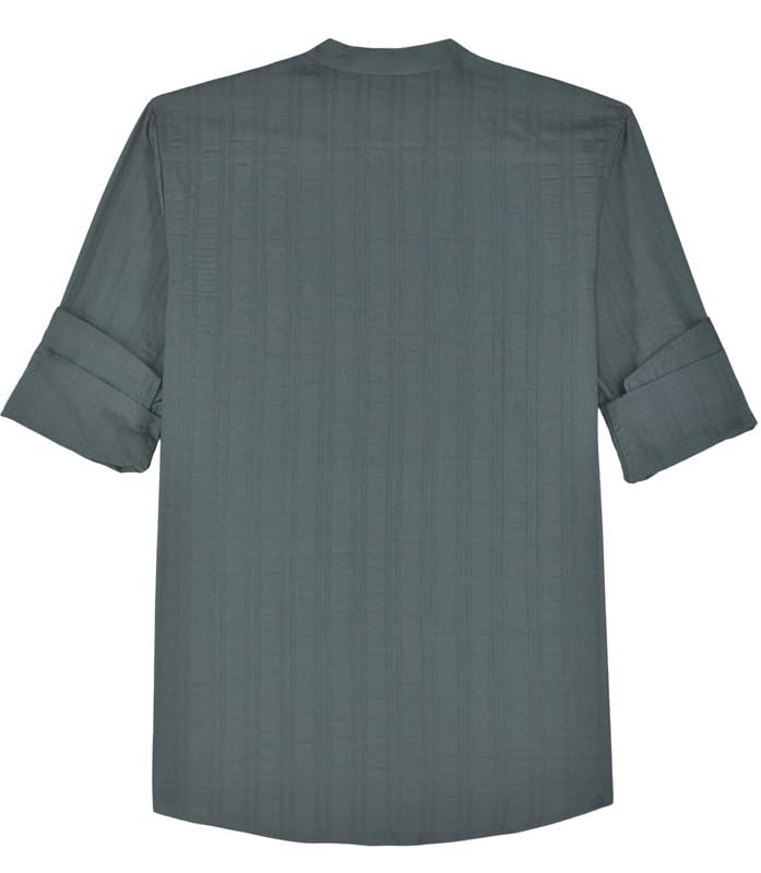 CHARCHIT Boys Full Sleeves Textured Solid Shirt Kurta Style Shirt - Image 4