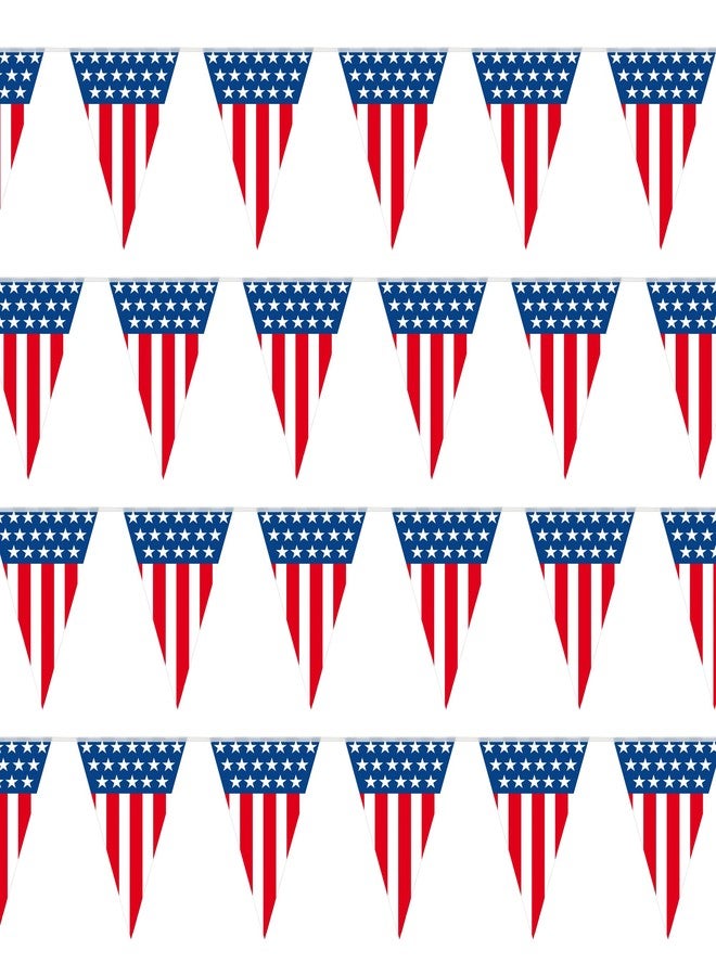 BASHOUT USA Flag Pennant Banner | 100’ FT. Long American String Flags | 18” Inch Tall Triangle Flag Decorations USA Party | Stars and Stripes Bunting Garland | 4th of July Patriotic Decoration | BASHOUT - Image 1
