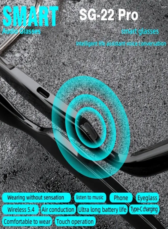نظارات SG-22 Pro الذكية الصوتية بخاصية اللمس، بلوتوث 5.4، صوت Hi-Fi ستيريو، مكالمات صوتية عالية الدقة، ميكروفون وسماعة مدمجة، بطارية طويلة الأمد، شحن Type-C – نظارات لاسلكية مريحة للرياضة والعمل والاستخدام اليومي - Image 5