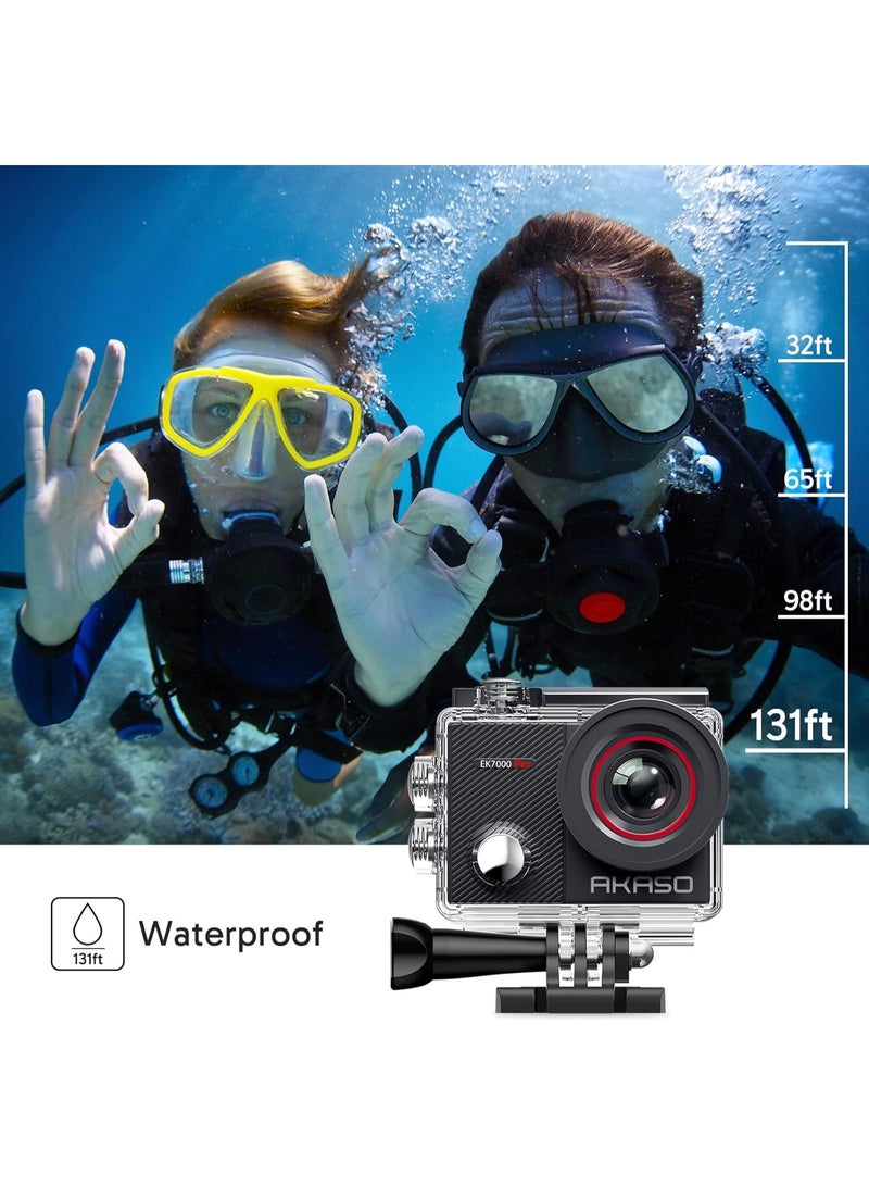 AKASO EK7000 4K30FPS 20MP WiFi Action Camera with EIS 4X Zoom Ultra HD 131FT Waterproof Underwater Camera with 170 Degree Wide Angle Remote Control Support External Microphone - Image 4