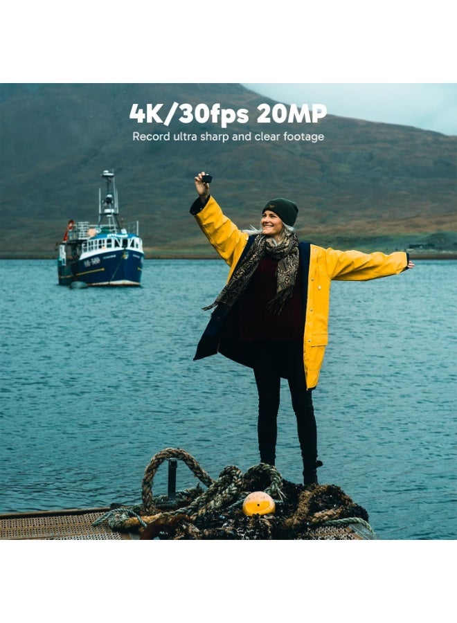 AKASO EK7000 4K30FPS 20MP WiFi Action Camera with EIS 4X Zoom Ultra HD 131FT Waterproof Underwater Camera with 170 Degree Wide Angle Remote Control Support External Microphone - Image 2