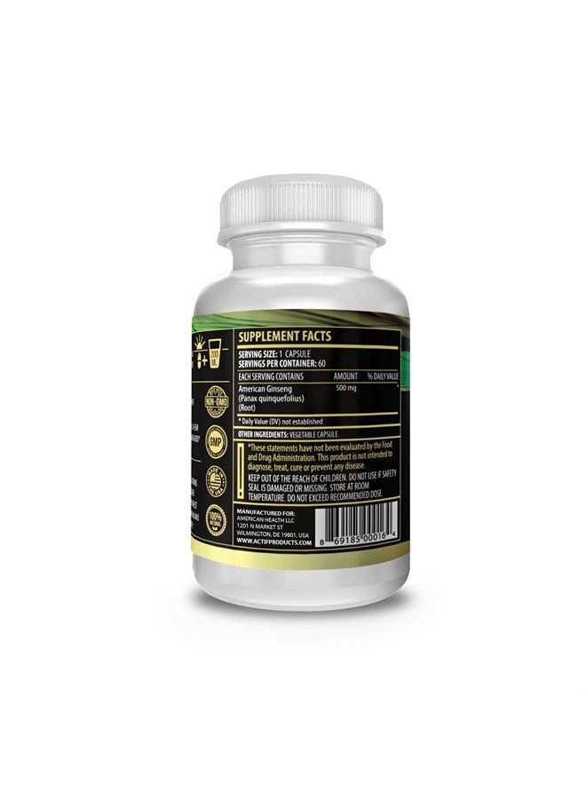 Actif American Ginseng - 100% Authentic 10 Year Old Ginseng, Non-GMO, 500mg - Made in USA - Image 3