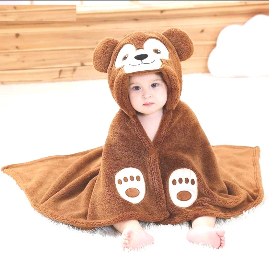 First Kick Fleece New Born Baby Blanket Pack of Super Soft Bathrobe Baby Wrapper Cum Baby Bath Towel For Baby Boys Baby Girls Babies 80Cm X 80Cm 06 Months Lightweight Brown
