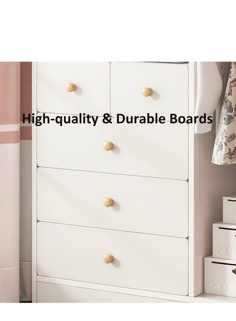 YY-Recheer Kids Wardrobe Wooden Storage Cabinet with Drawers, 125cm Height Kids Bedroom Furniture Closet for Dress up - Image 3