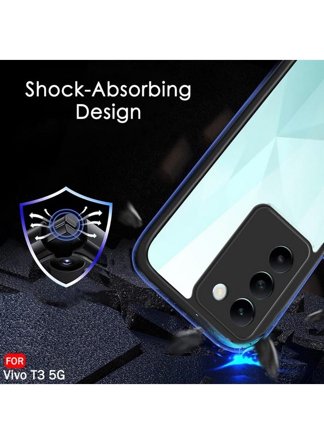 ذا جيفت كارت غطاء خلفي أنيق ومضاد للصدمات من TheGiftKart لهاتف Vivo T3 5G / Y200e 5G | حماية 360 درجة | غطاء خلفي شفاف صلب وشفاف لهاتف Vivo T3 / Y200e 5G (PC وTPU، مصد أسود)  - Image 4