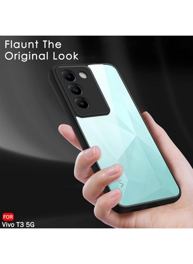 ذا جيفت كارت غطاء خلفي أنيق ومضاد للصدمات من TheGiftKart لهاتف Vivo T3 5G / Y200e 5G | حماية 360 درجة | غطاء خلفي شفاف صلب وشفاف لهاتف Vivo T3 / Y200e 5G (PC وTPU، مصد أسود)  - Image 5