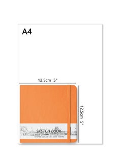 Excefore Hardcover PU Leather Sketchbook, 5" x 5", 58 Sheets 150 GSM Beige Dowling Paper, Office School Supplies, Notebooks Blank Pages Sketchbooks, for Beginners Artists, Orange  - Image 2