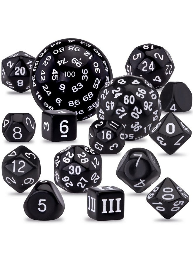 AUSTOR 15 Pieces Complete Polyhedral Dice Set D3-D100 Game Dice Set With A Leather Drawstring Storage Bag For Role Playing Table Games(Black & White) - Image 1