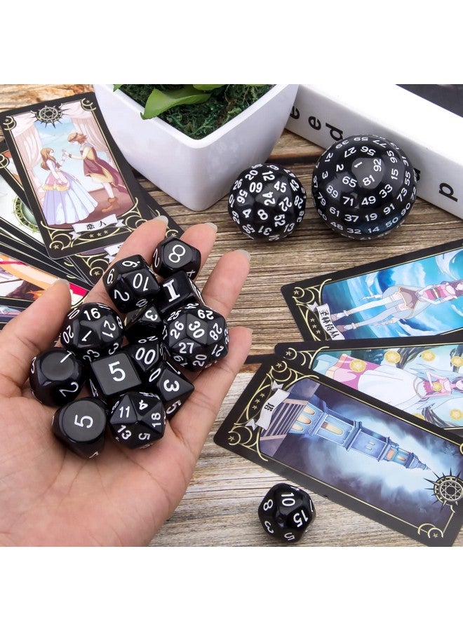 AUSTOR 15 Pieces Complete Polyhedral Dice Set D3-D100 Game Dice Set With A Leather Drawstring Storage Bag For Role Playing Table Games(Black & White) - Image 2
