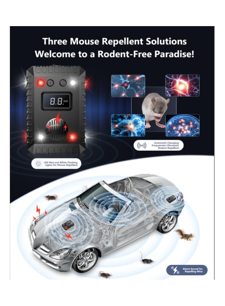 SYOSI Animal Repeller, Ultrasonic Rodent Repellent Under Hood, Strobe Lights & Alarm Sound Keep Mice Rat Squirrel Away from Car Engine, Truck Garage, Attic Basement, Warehouse Barn Shed Vehicle Protection - Image 2