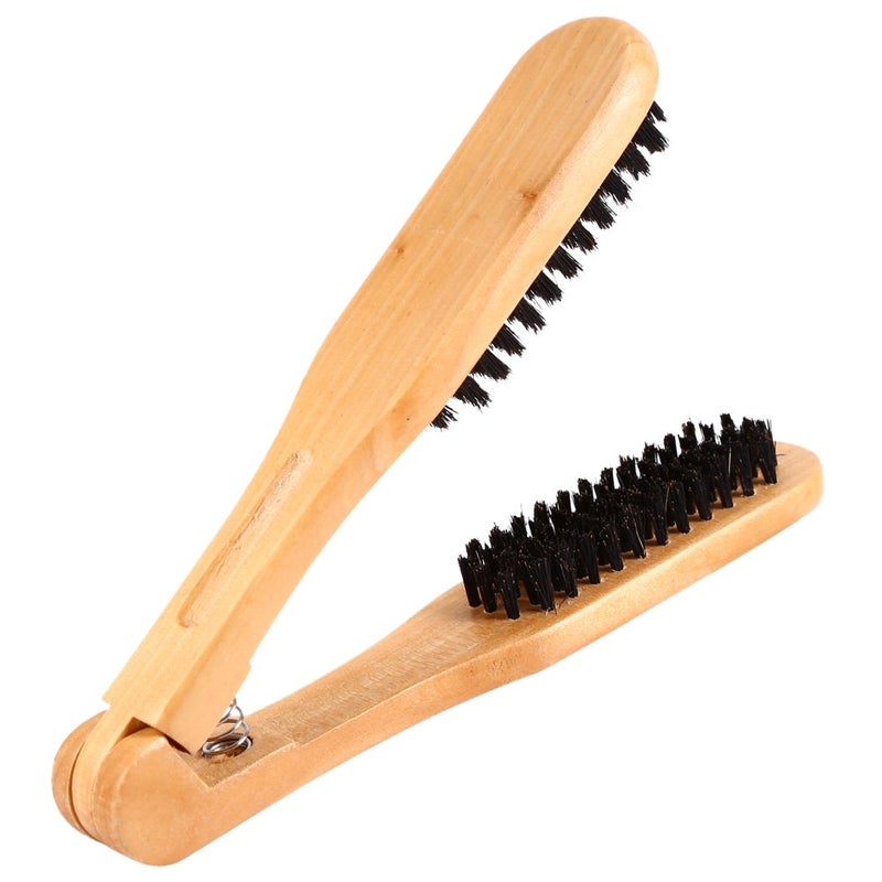 Double Brushes Comb Clamp Hair Brush Salon Hairdressing Hair Straightener Wooden Anti Static Double Sided Brush Hair Straightener Brushes Comb for Hair Styling Straightening