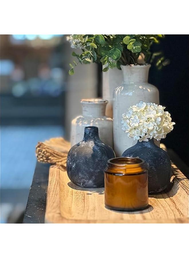 HOOKOR Ceramic Vase Set of 3, Retro Rice White Ceramic Vase, Bohemian Style, Modern Farmhouse Home Living Room Decoration, Suitable for Dining Tables, Bedrooms, Office, Living Room - Image 5