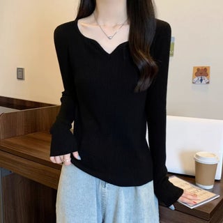 plus size chubby girl Shoulder Casual Long-sleeved T-shirt Womens Autumn New Slim Look Meat Covering Elegant All-match Base Shirt Top Black# slim all-match - pzsku/ZEFDF0600F1B8493D6C57Z/45/_/1742329776/52da151c-d2f6-4bd7-a624-f9433deaf60b