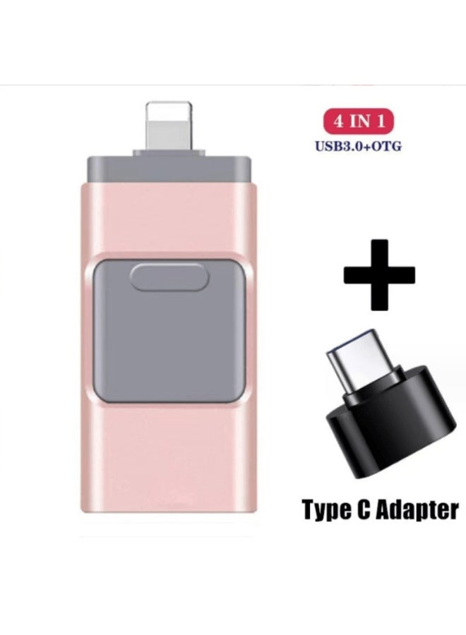 4-in-1 Usb Type-c Otg Adapter For iphone Android Computer Universal Usb Flash Drive Push-pull Design-Color:Black-Capacity:8GB - Image 3