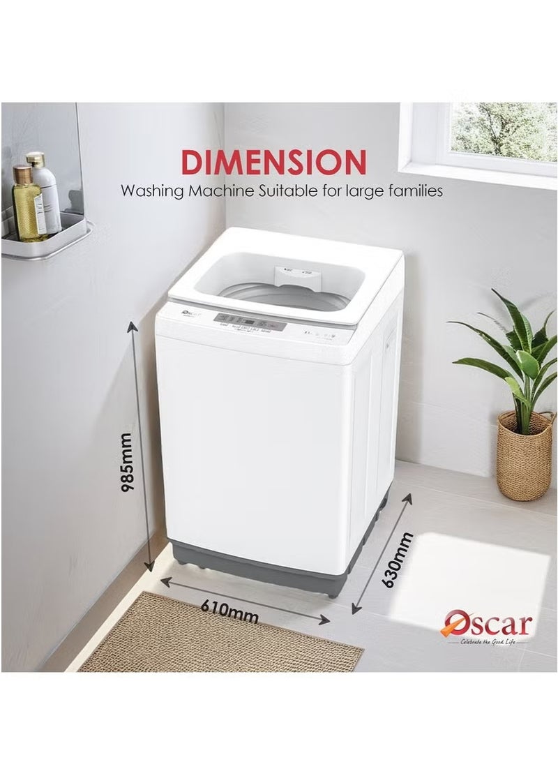 OSCAR | 6 KG Top Load Washing Machine | with LED Screen Display | 43L Tub Volume, Pump with 2 Water Inlet Hoses | Tempered Glass Panel Aluminum Construction | OTLWM6XSA | - Image 5