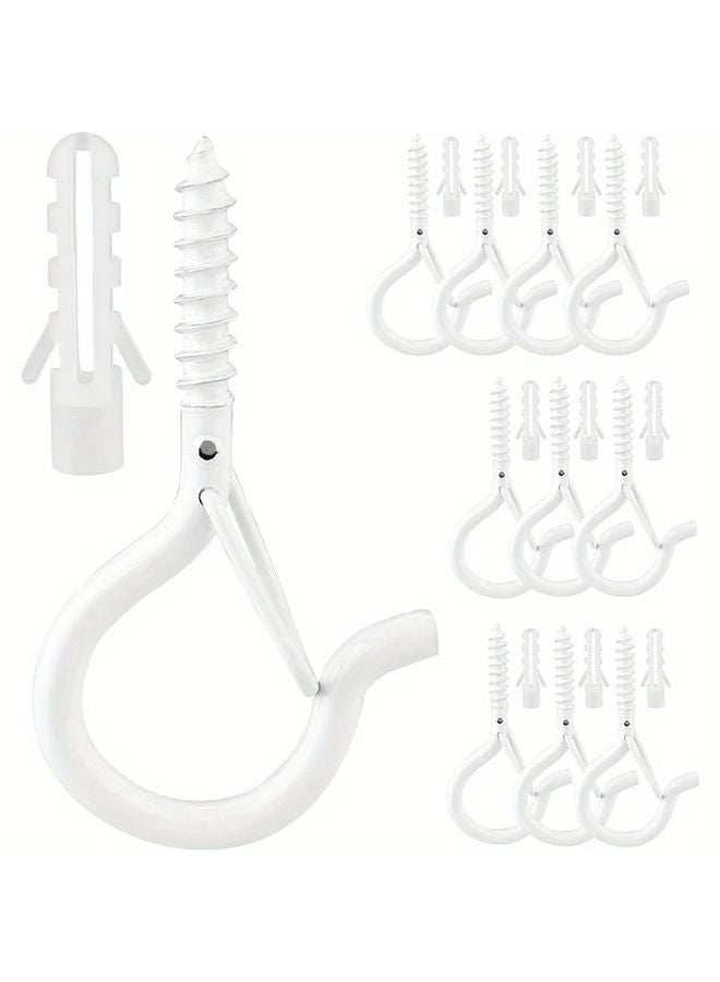 10 Piece White Metal Ceiling Hooks Heavy Duty Screw In Eye Hooks For Secure Hanging - Image 1