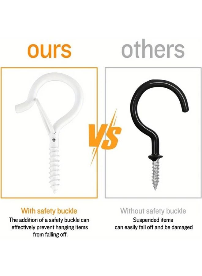 10 Piece White Metal Ceiling Hooks Heavy Duty Screw In Eye Hooks For Secure Hanging - Image 4