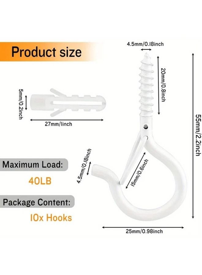 10 Piece White Metal Ceiling Hooks Heavy Duty Screw In Eye Hooks For Secure Hanging - Image 3