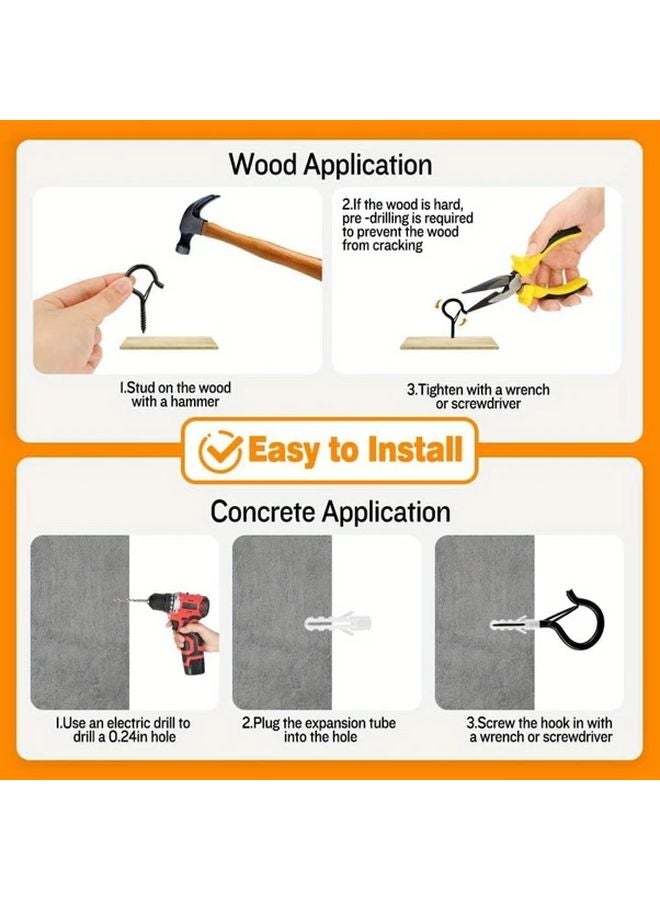 10 Piece White Metal Ceiling Hooks Heavy Duty Screw In Eye Hooks For Secure Hanging - Image 5