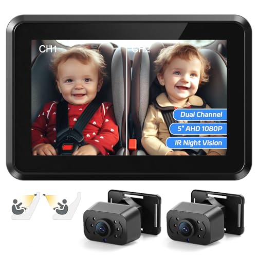 Itomoro Baby Car Mirror, HD Dual Channel with 2 IR Night Vision Camera, Easy 5 Min Installation for Rear Facing Seat - Image 1