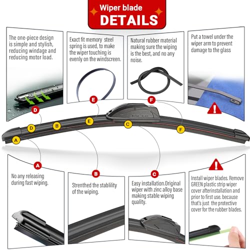 RAINTOK Windshield Wiper Blades Replacement for 2019 2020 2021 2022 2023 Toyota RAV4 Original Factory Quality Front Rear Wipers Blade Set for My Car - 26" 16" 12" (Pack of 3) - Image 3