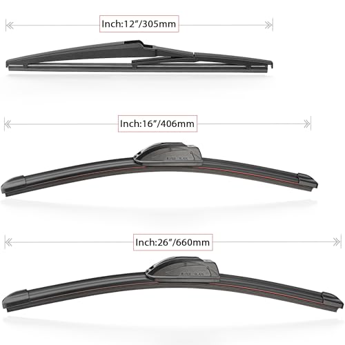 RAINTOK Windshield Wiper Blades Replacement for 2019 2020 2021 2022 2023 Toyota RAV4 Original Factory Quality Front Rear Wipers Blade Set for My Car - 26" 16" 12" (Pack of 3) - Image 5
