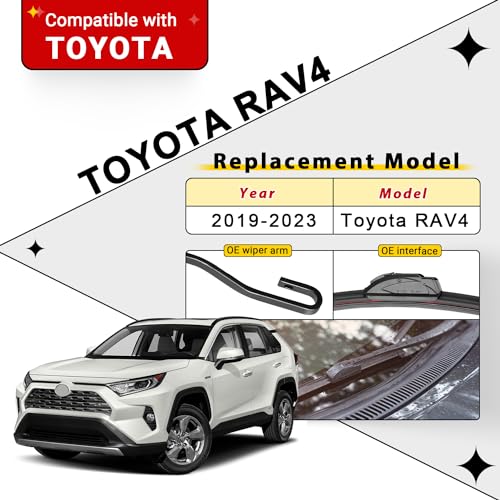 RAINTOK Windshield Wiper Blades Replacement for 2019 2020 2021 2022 2023 Toyota RAV4 Original Factory Quality Front Rear Wipers Blade Set for My Car - 26" 16" 12" (Pack of 3) - Image 2