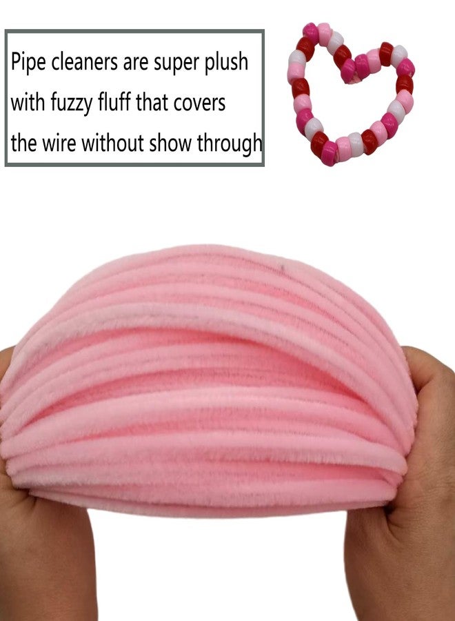 Swpohrat 100 Pcs Light Pink Craft Pipe Cleaners with 800 Pcs Pony Beads for Valentine's Day Craft Bracelet Necklace Earring Jewelry Making,DIY Craft Projects Wedding Party Decorations - Image 5