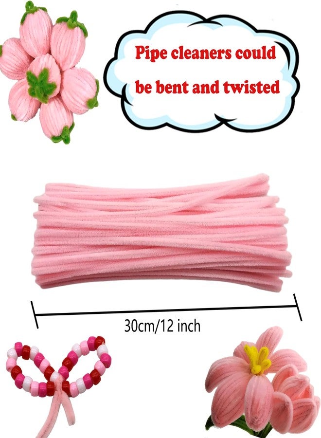 Swpohrat 100 Pcs Light Pink Craft Pipe Cleaners with 800 Pcs Pony Beads for Valentine's Day Craft Bracelet Necklace Earring Jewelry Making,DIY Craft Projects Wedding Party Decorations - Image 3