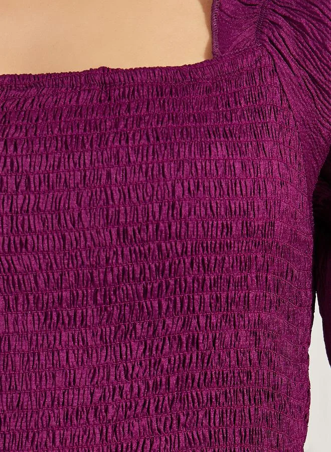 Styli Styli Shirred Square Neck Tiered Midi Dress