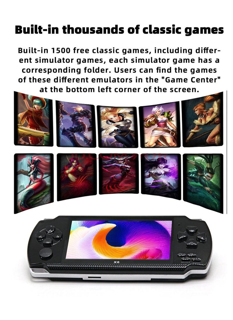 Generic - 4.3 inch 8GB Handheld Game Console - Built-in 1500 Games - Supports Multiple Simulators - X6 Retro Video Game Console - MP3/MP4/Ebook - TV OUT - Portable Game Player - Image 1