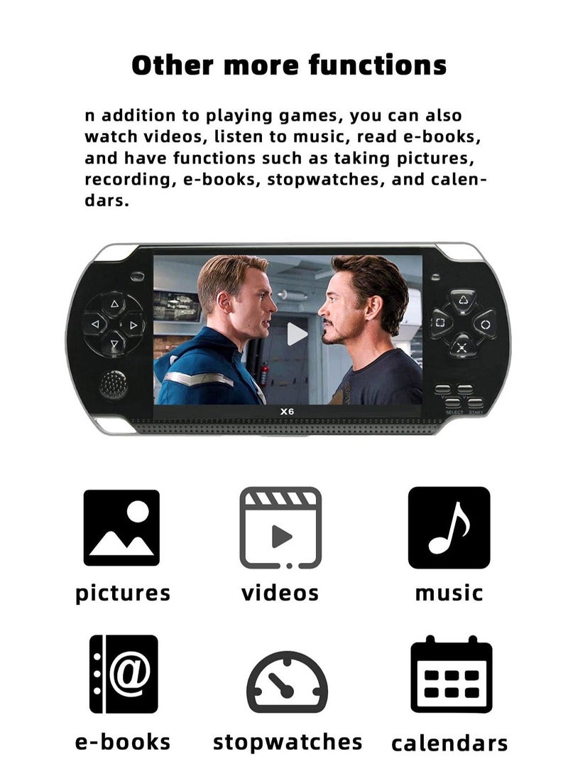 Generic - 4.3 inch 8GB Handheld Game Console - Built-in 1500 Games - Supports Multiple Simulators - X6 Retro Video Game Console - MP3/MP4/Ebook - TV OUT - Portable Game Player - Image 1