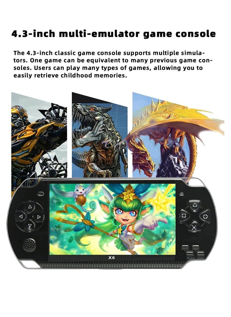 Generic - 4.3 inch 8GB Handheld Game Console - Built-in 1500 Games - Supports Multiple Simulators - X6 Retro Video Game Console - MP3/MP4/Ebook - TV OUT - Portable Game Player - Image 1