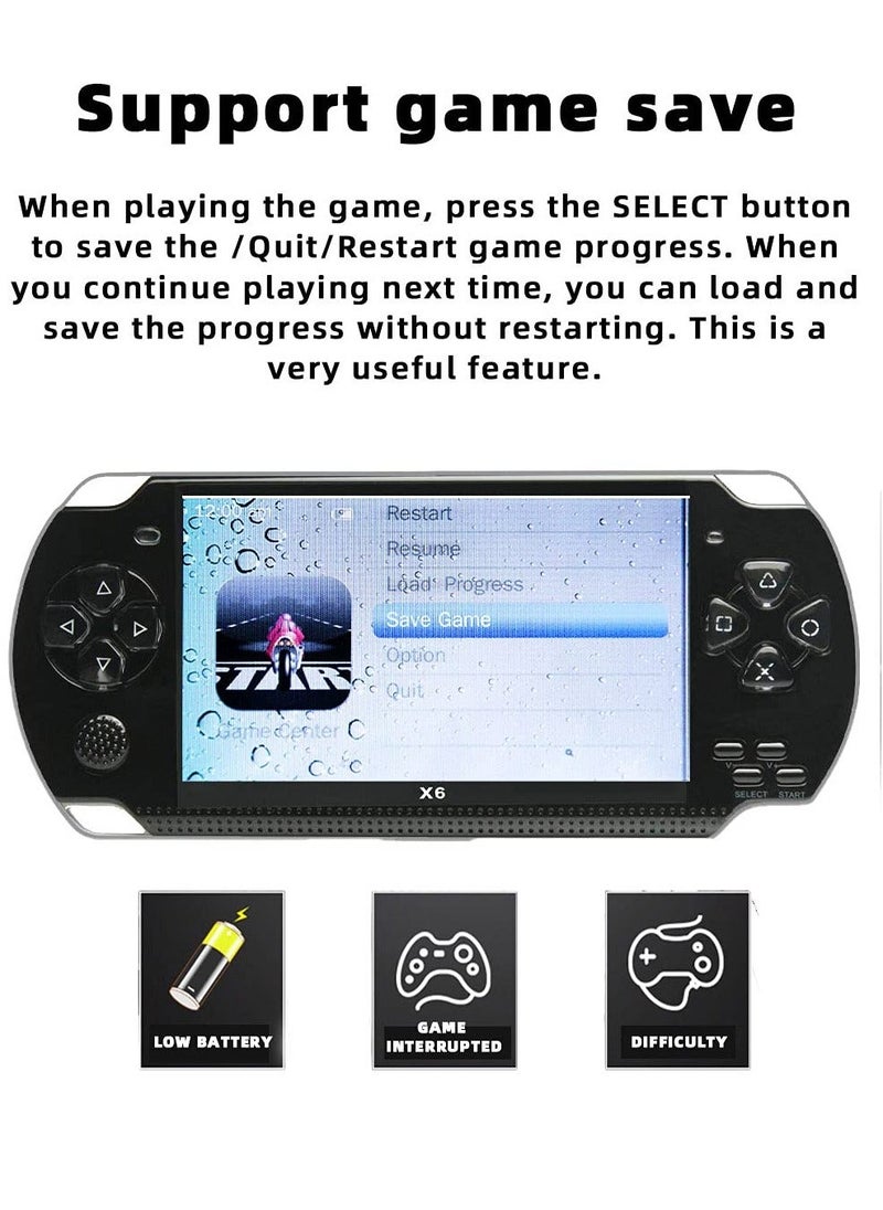 Generic - 4.3 inch 8GB Handheld Game Console - Built-in 1500 Games - Supports Multiple Simulators - X6 Retro Video Game Console - MP3/MP4/Ebook - TV OUT - Portable Game Player - Image 1