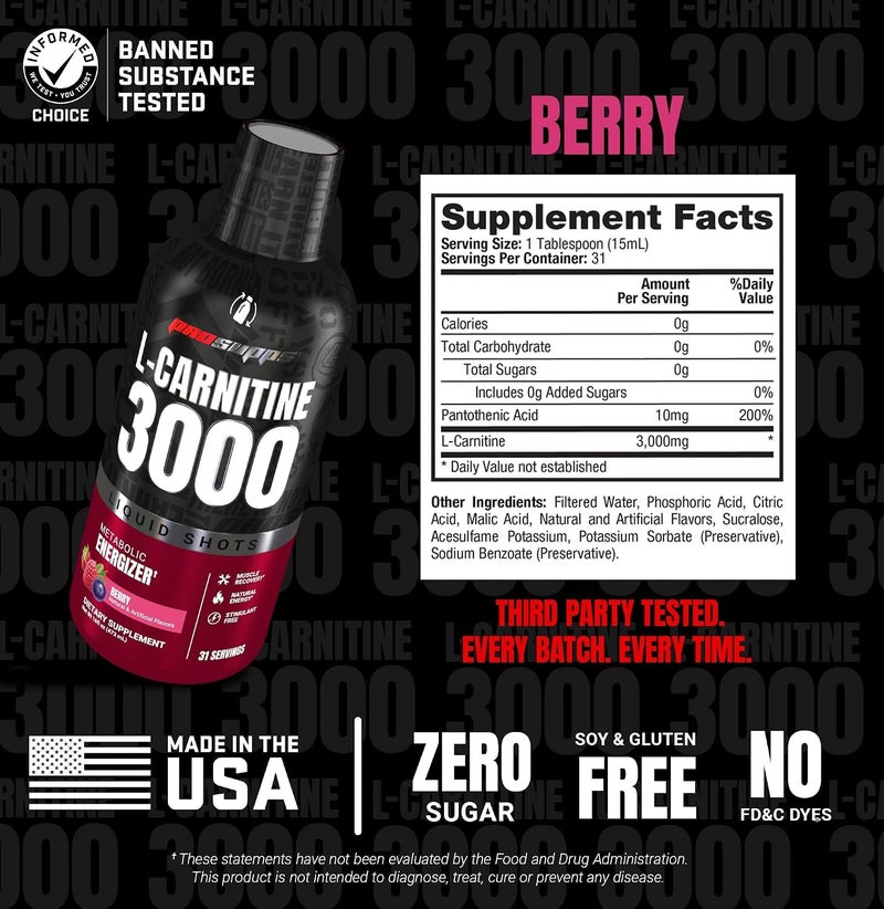 ProSupps L-Carnitine 3000 Liquid Shots - Berry - (473 ml) - Image 2