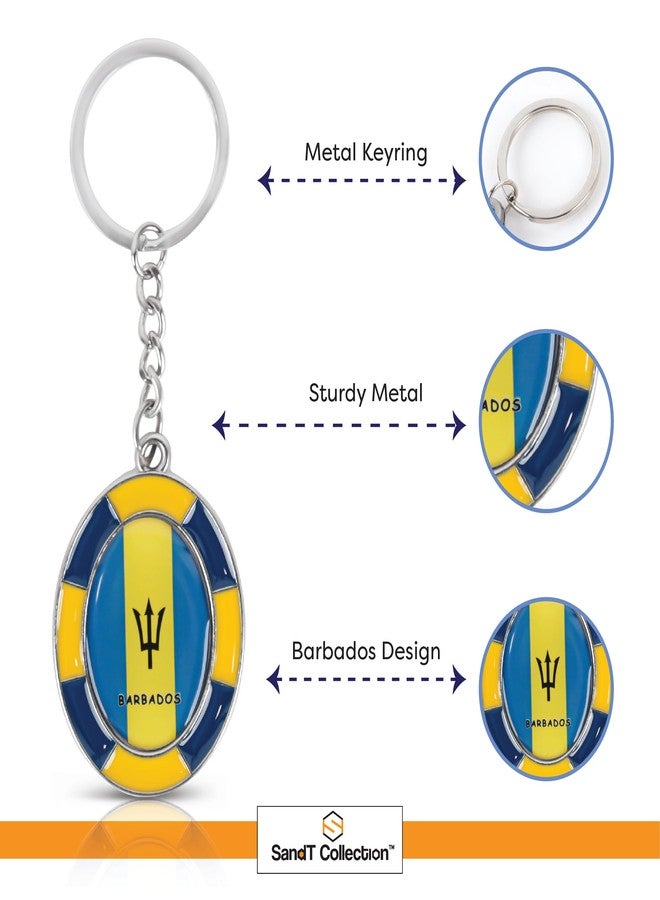 SandT Collection Barbados Flag Oval Keyring Keychain - Set of 3 - Image 4