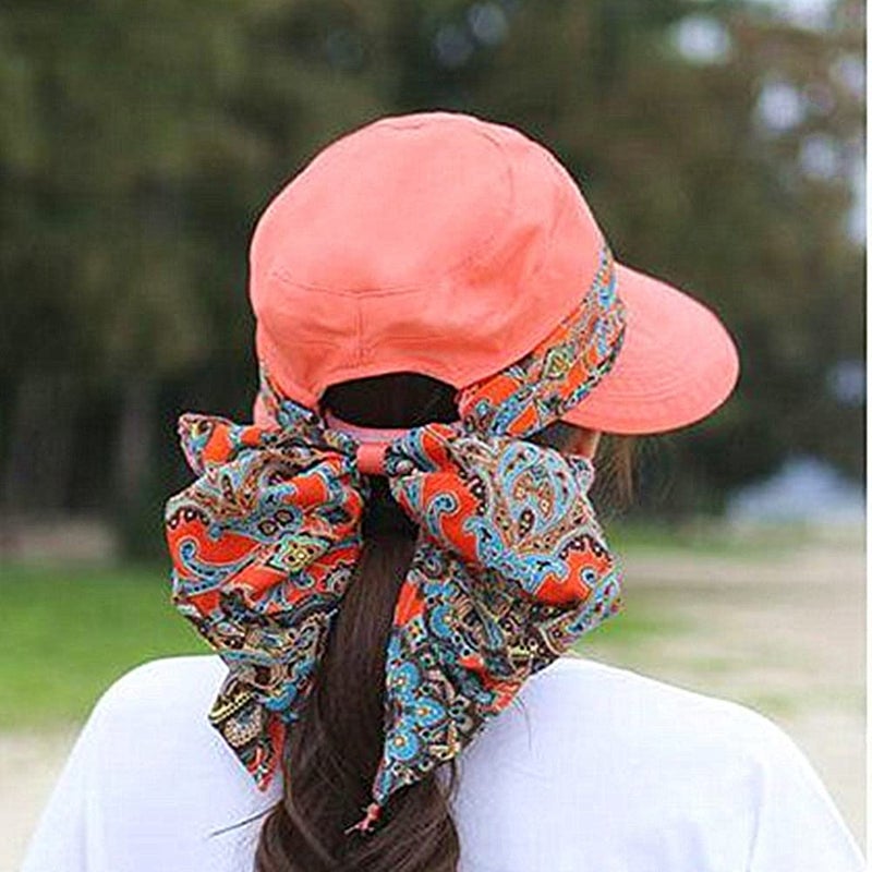 XYX Women's Multifunctional UV Sun Protection Waterproof Breathable Face Neck Flip Folding Sun Hat (hat-red) - Image 5
